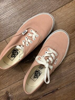 Vans Peach Canvas Low-Top Sneakers with White Laces